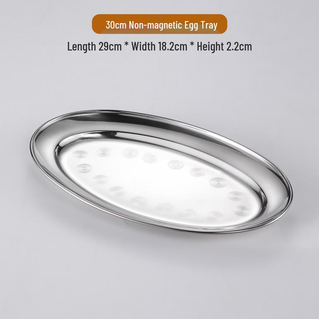 Stainless Steel Oval Plate for Grilled Fish, Steamed Fish, Fruit, Rice, Noodles, and Eggs.