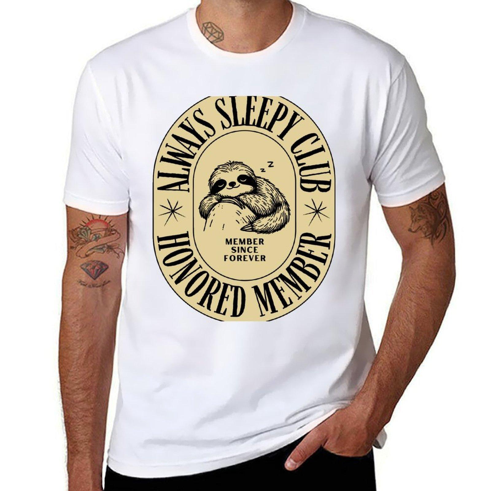 Always Sleepy Club TShirt sports fans boys animal print street wear Unisexs graphic tshirts hip hop S