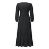 Women V Neck Long Sleeve Pleated A Line Solid Color Lace Up High Waist All Match Dresses S-XXL