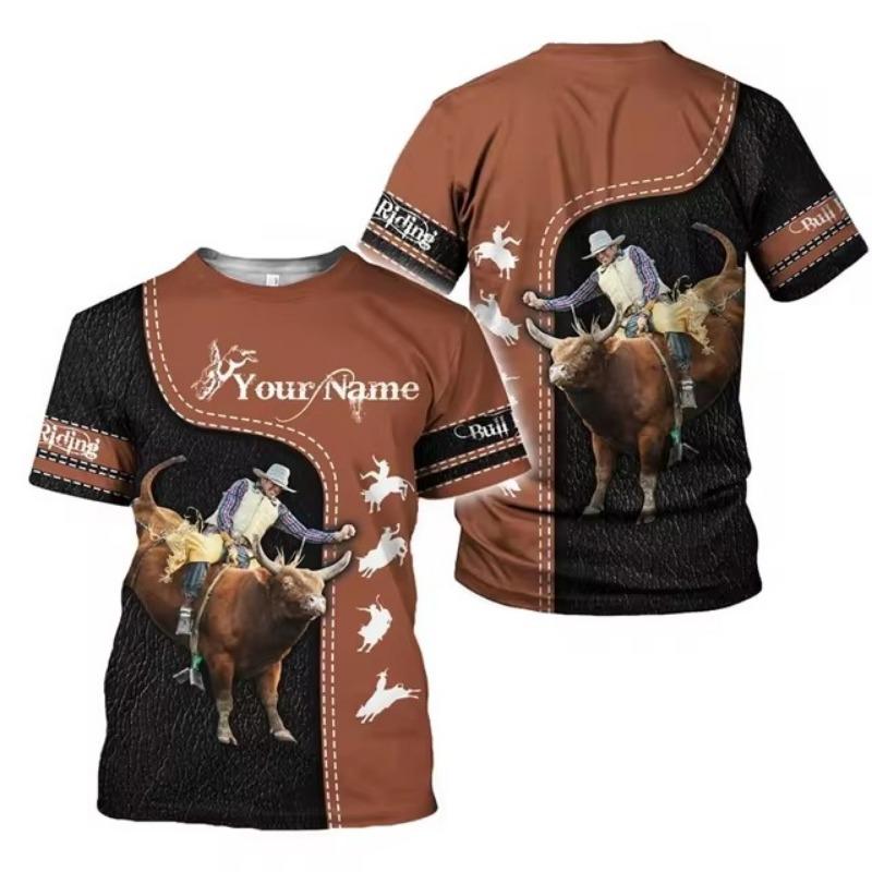 3D nordafrikansk oksetrykk-t-skjorte herre Overdimensjonert glatt spansk tyrefekting Løs t-skjorte Street Wear-t-skjorte sommer