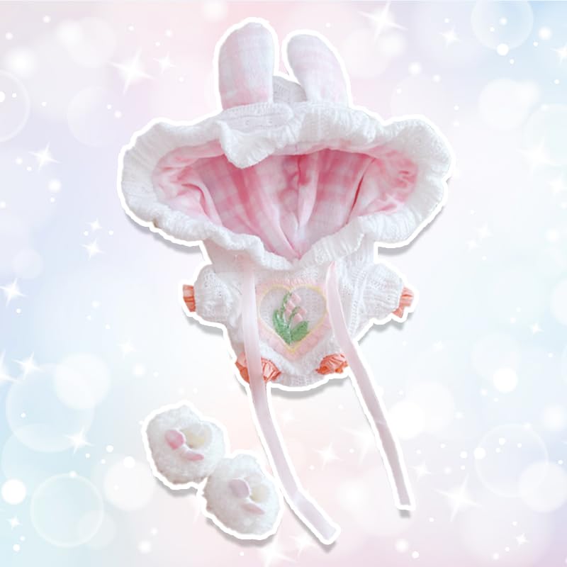 Plush Toy Bunny Ear Kigurumi and Bunny Ear Shoes Set for 10-15cm Plush Toys, Pink [Used]