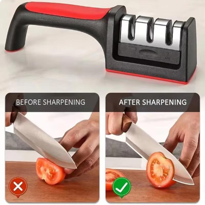 Quick Handheld Knife Sharpener Household Multi-function 3 Stages Type Sharpening Tool Stainless Steel Sharpening for Kitchen