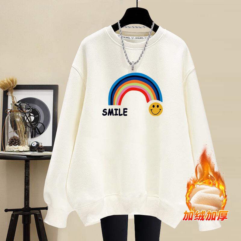 American crew neck sweater female student autumn and winter 2025 new popular Korean lazy wind fleece thickened coat