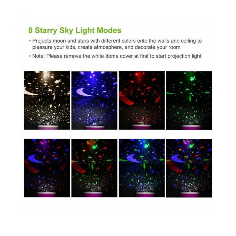 Star Moon Galaxy Projector Night Light Children Bedroom Decor LED Lamps