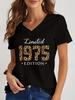 Limitowana Edycja 1974 Koszulka z Nadrukiem Streetwear Lampart Lata Damski Top Harajuku Koszulka Damskie Ubrania 1975 Urodziny Koszulka z Dekoltem V