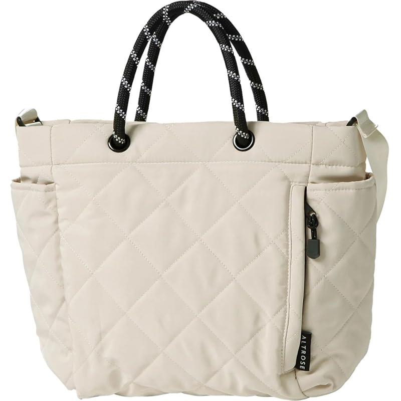 

[Alto Rose] ivory tote bag ladies tote large capacity Larger 2way shoulder bag Shoulder bag With zipper lightweight light quilting mothers bag handbag