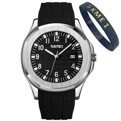 Men's Silicone Sports Watch, Waterproof, Black, Stylish, Casual, Analog, Large Arabic Numerals, Date Display, Fluorescent Design, Luxury Gift for Men