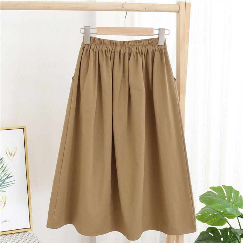 WTEMPO Falda de Color liso para mujer, ropa de calle informal, sobrefaldas, vestido de moda, elegante con bolsillos laterales y botones