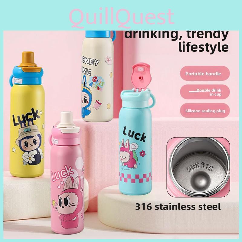 Thermos Bottle Minimalist With Portable Handle For School And Commuting