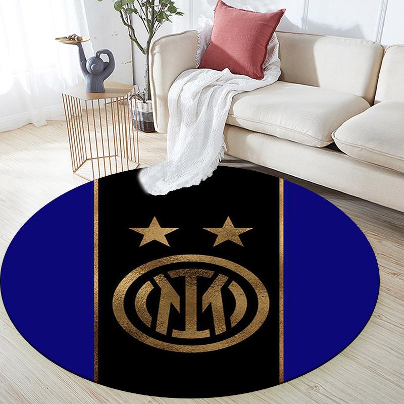Football Club Internazionale Milano Round Area Rug,Carpet Rug for Living Room Bedroom Sofa Playroom Decor,Non-slip Floor Mat