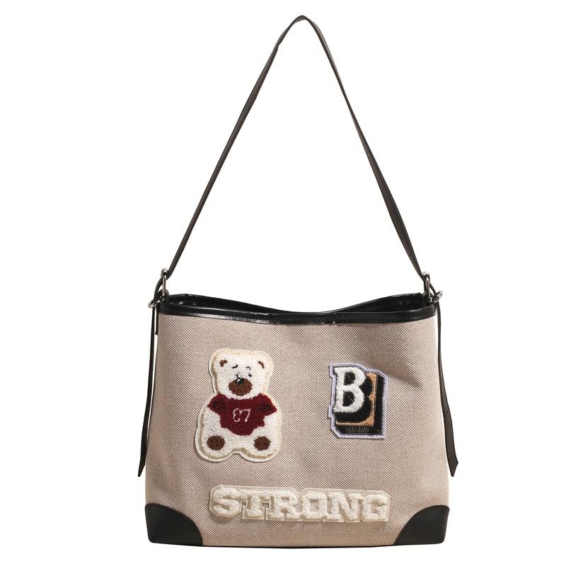 

INS cartoon bear cloth bag women s bag new largecapacity commuter tote bag casual shoulder bag messenger bag