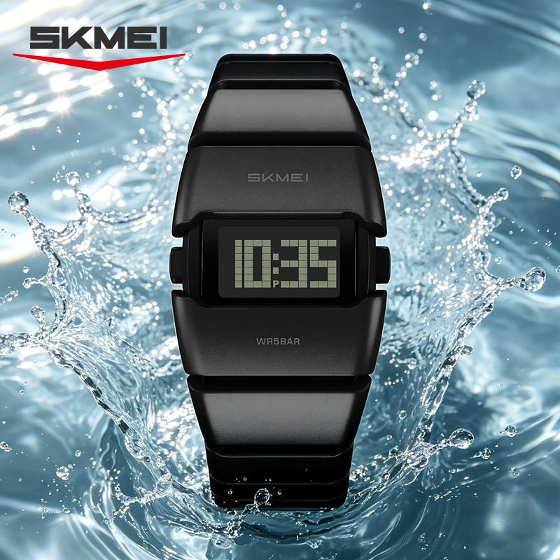 Skmei 2710 Fashion Luxury Men Digital Watch Excel Stainless Steel Band Luminous Calendar Stopwatch Sports Wrist Watch