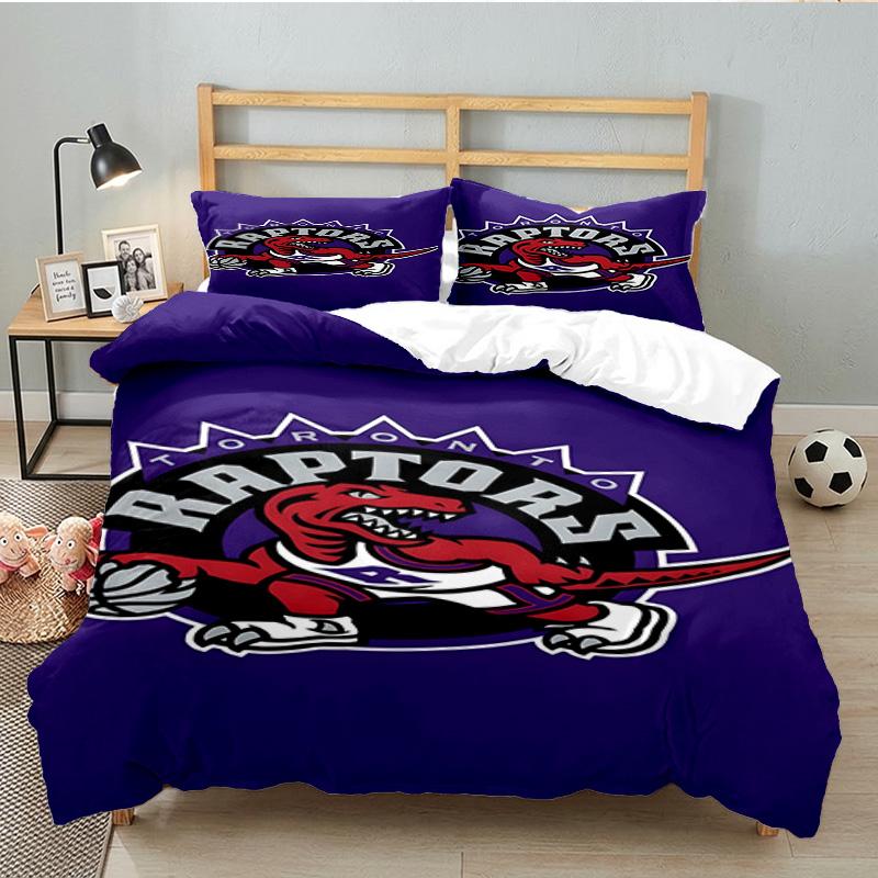 Raptors Basketball Logo Bedding Set 3pcs, High Quality Bedding Set Including 1pc Duvet Cover And 2pcs Pillowcases for Bedroom, Dormitory Gift