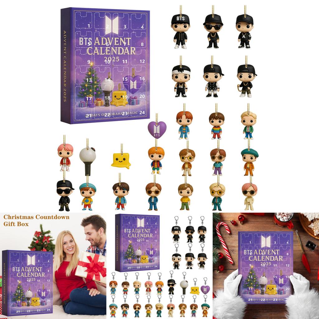 Bts Christmas Advent Calendar With Acrylic Keychain Ornaments For Holiday Gift Giving