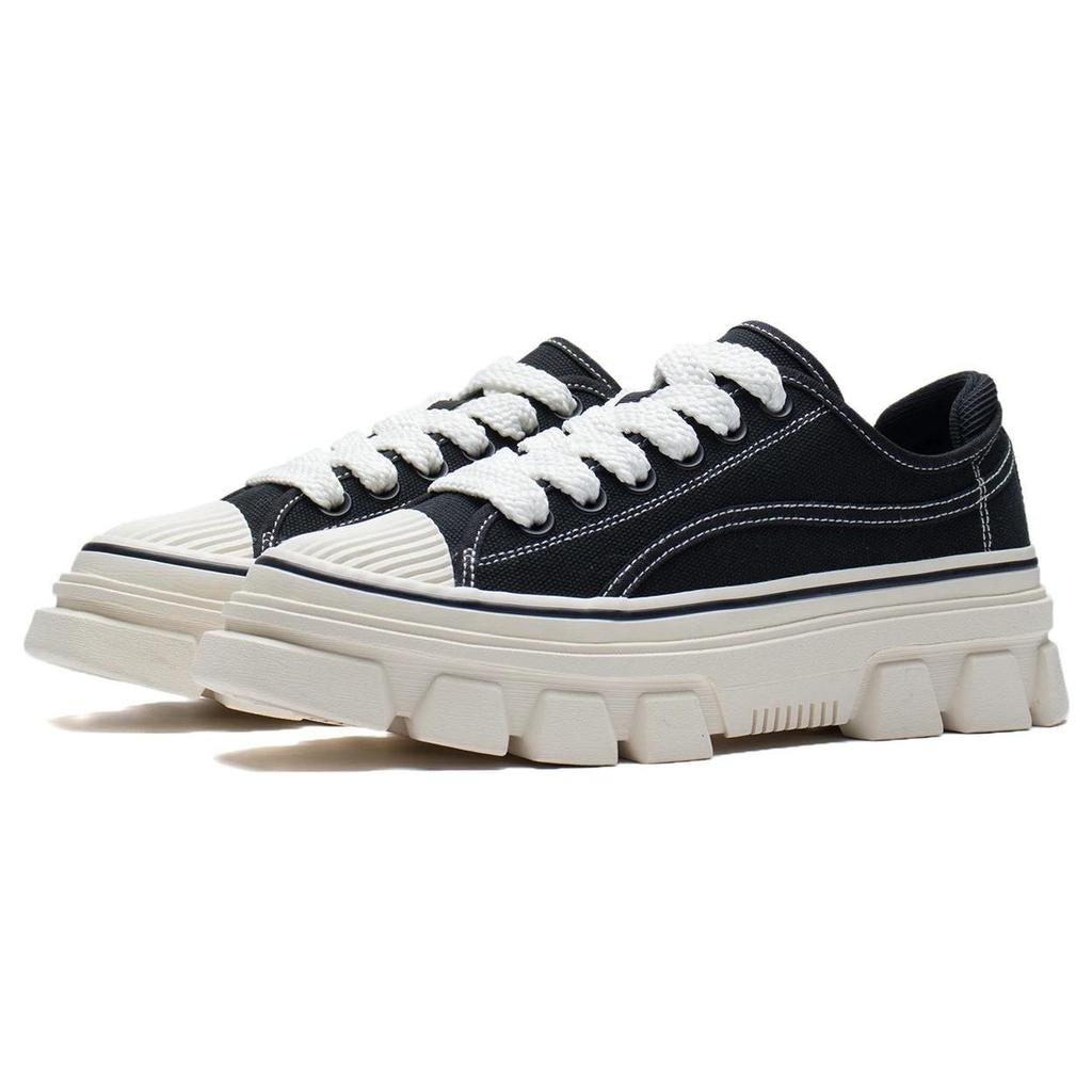 Li Ning CF Series Thick Sole Height Increasing Versatile Non-Slip Wear-Resistant Low-Top Sports Casual Shoes Unisex sneakers Black White AGCS204-3