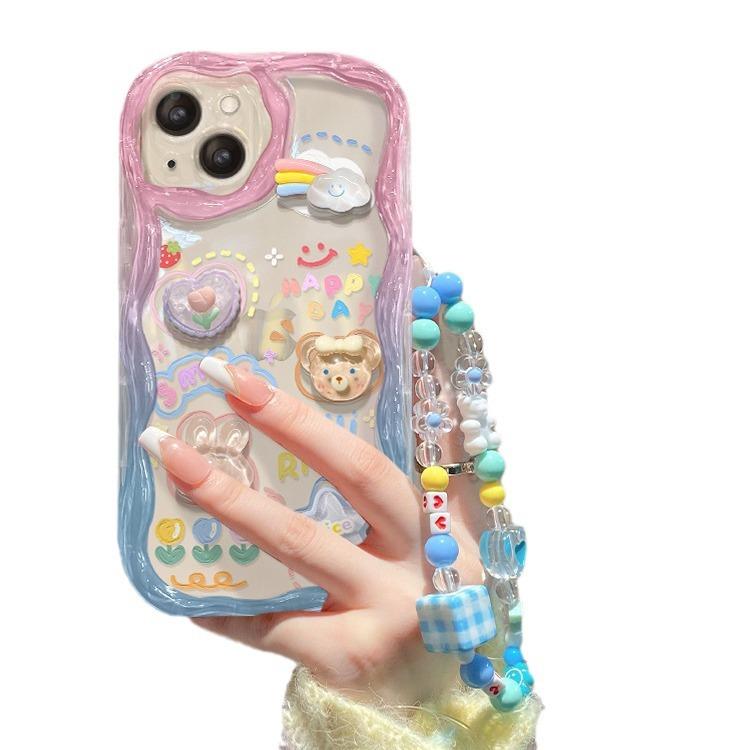 Odpowiedni dla etui na telefon komórkowy Huawei P70pro Vivos18 Łańcuszek z lalką chmurką Oppo Silikon Xiaomi 14 Gradientowa krawędź