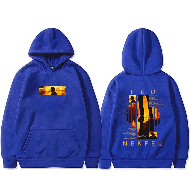 French Rapper Nekfeu Feu Graphic Hoodie Men Women Fashion Pop Music Pullover Man Vintage Fleece Hooded Sweatshirt