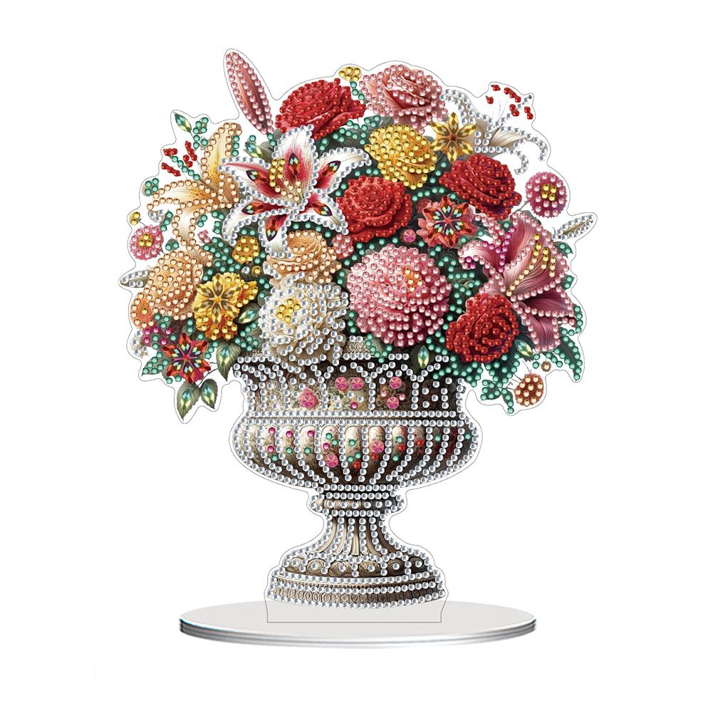 2D Flat Vase DIY Desktop Diamond Art Kits Special Shape Diamond Diamond Painting Desktop Ornaments Kit Bedroom Table Decoration