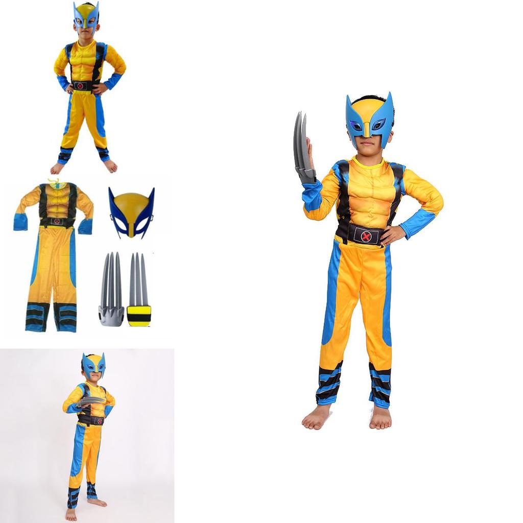 Bequemes Baumwoll-Wolverine-Kostüm Ganzkörperanzug für Halloween- und Kindertagsfeiern