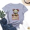 Famous Hustle Cotton T-Shirt Short Sleeve Round Neck Women 2d Print Tops