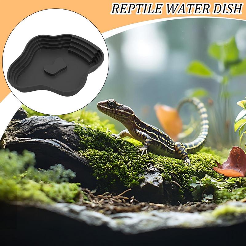 Reptile Dish Turtle Feeding Plate Reptile Habitat Accessories Enclosure With Ramp For Salamander Bearded Dragon Lizard Frog