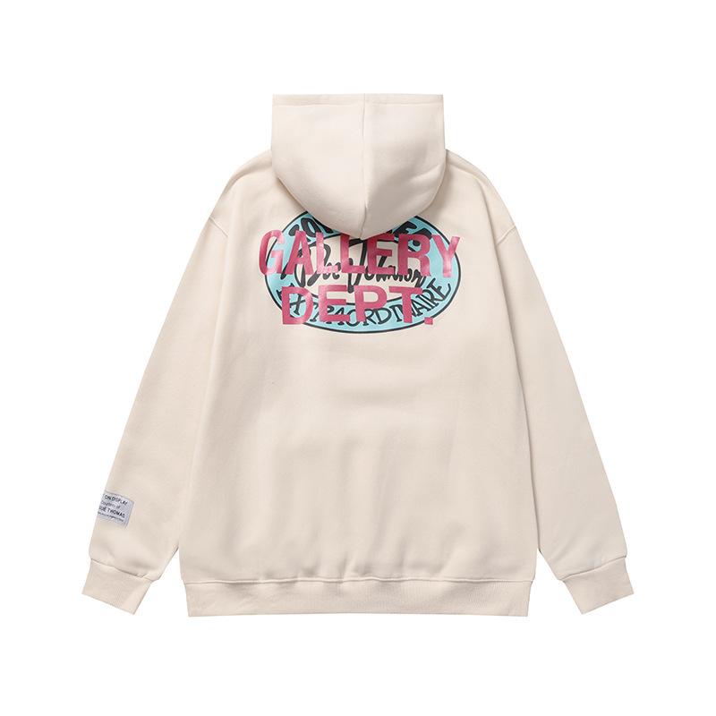 Cross-border European and American Trendy Brand GALLERY DEPT Tears Letter Printing Fleece Hooded Sweater Men's and Women's High Street Jacket