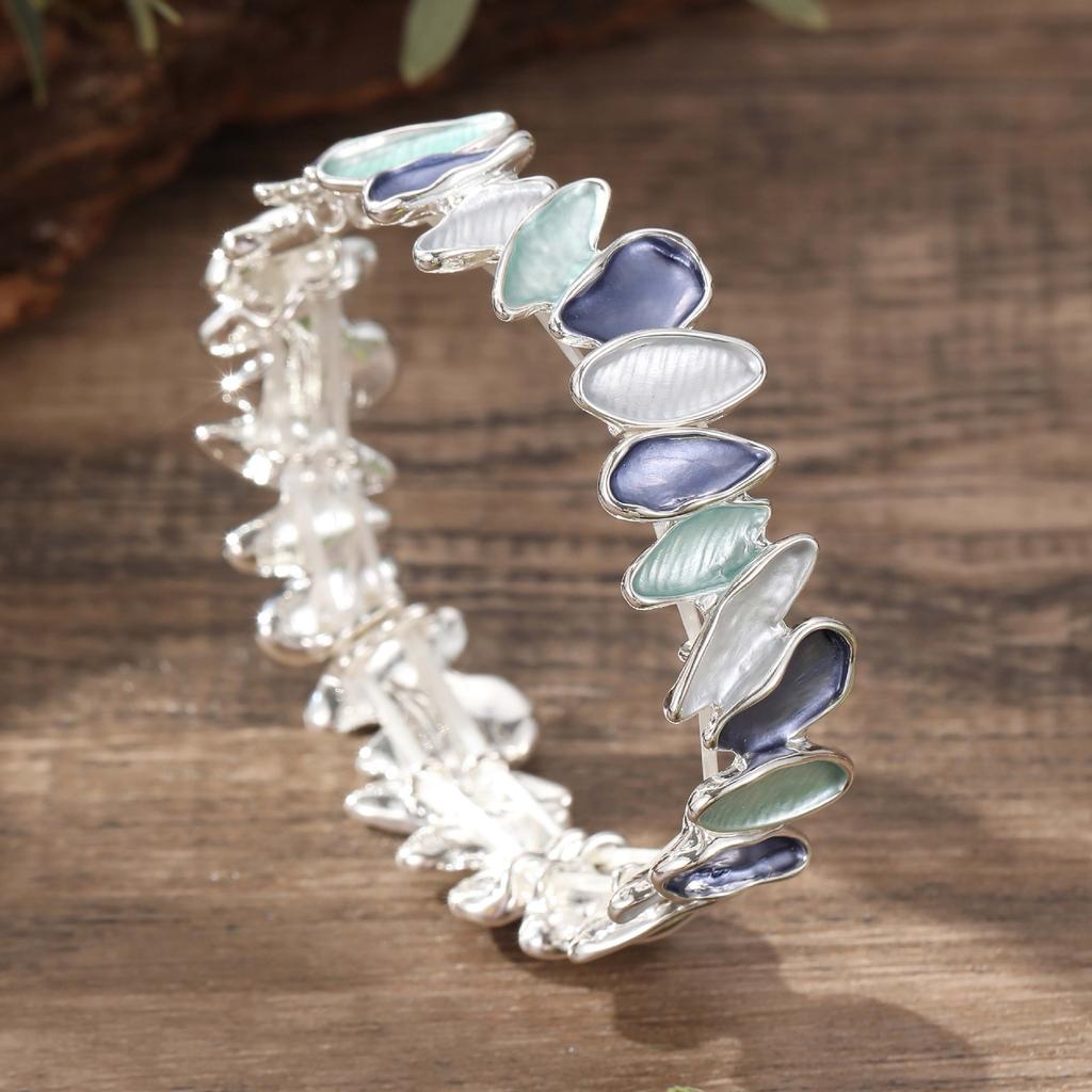 Farbige Malerei Öl Geometrische Blüte Elastisches Armband Klein Frisch Damen Vielseitig Unregelmäßige Blüte Armband
