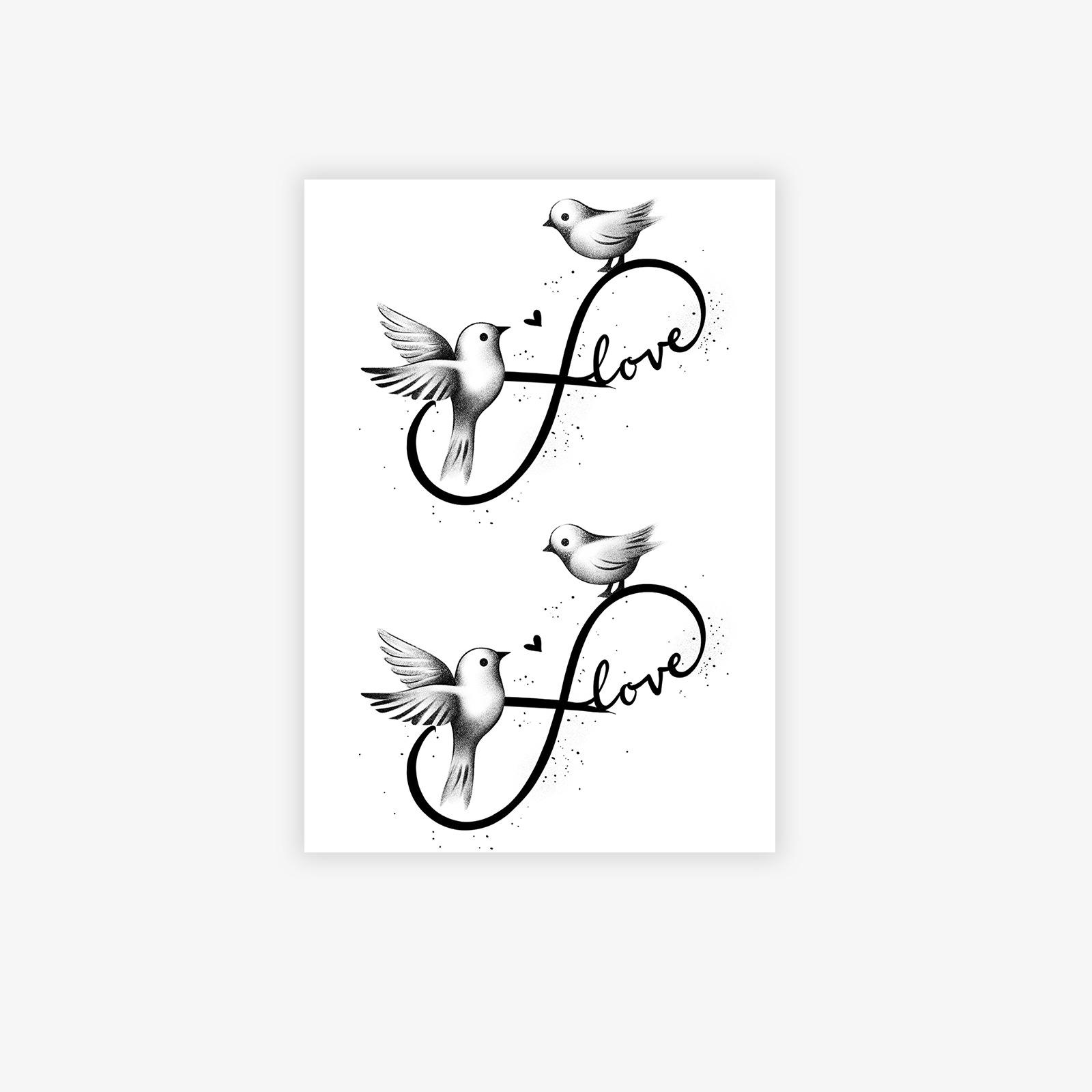 Herbal Semi-Permanent Premium Sense Simple Mobius Ring Swallow Valentine S Day Tattoo Sticker 7*10