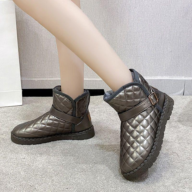 Fashion Leather Waterproof Plush Warm Flat Woman Shoes Winter on Offer 2025 New in Hot Goth Ankle Chic and Elegant Snow Boots for Women