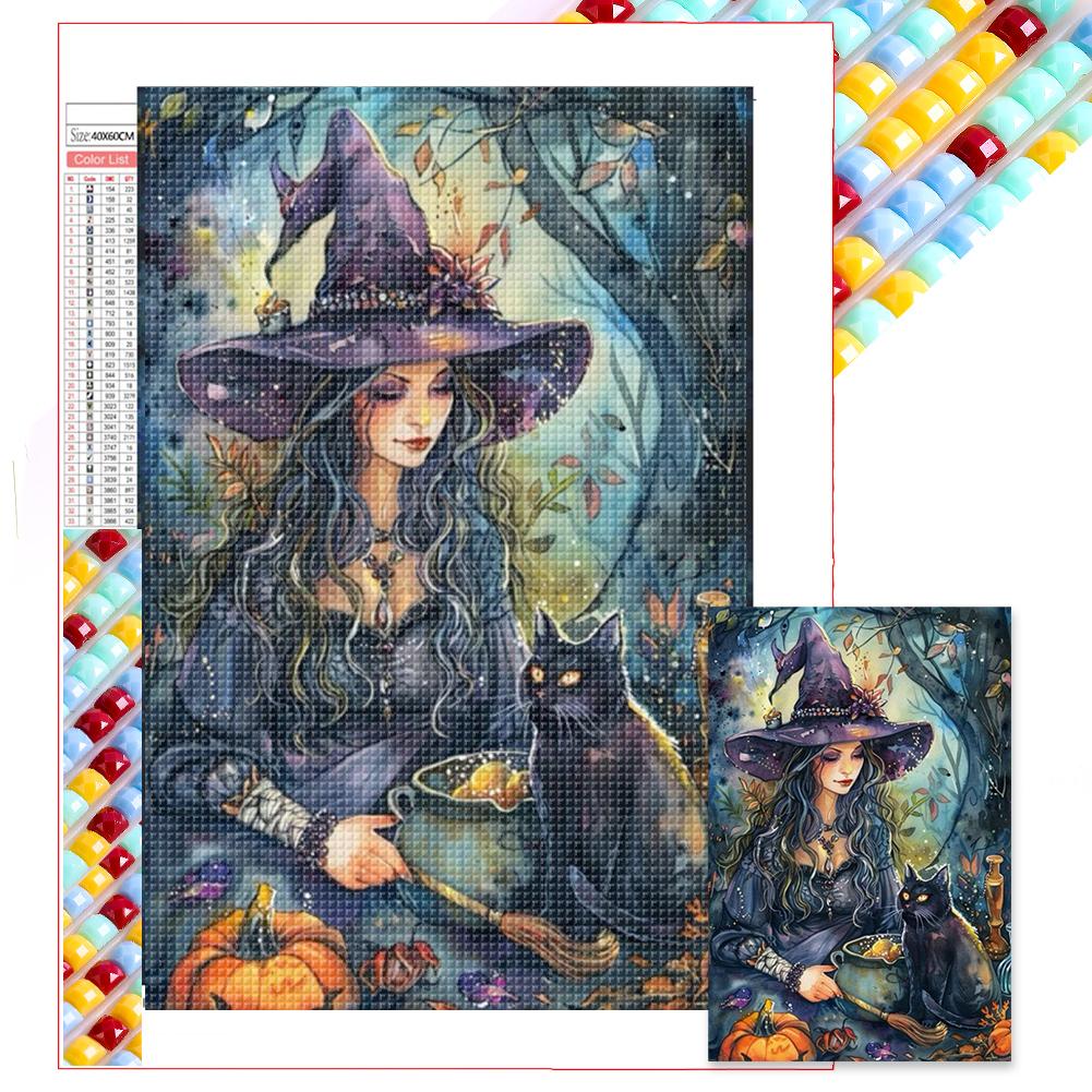 5D DIY Full Square Drill Diamond Painting Witch Kit Home Decoration Art Craft