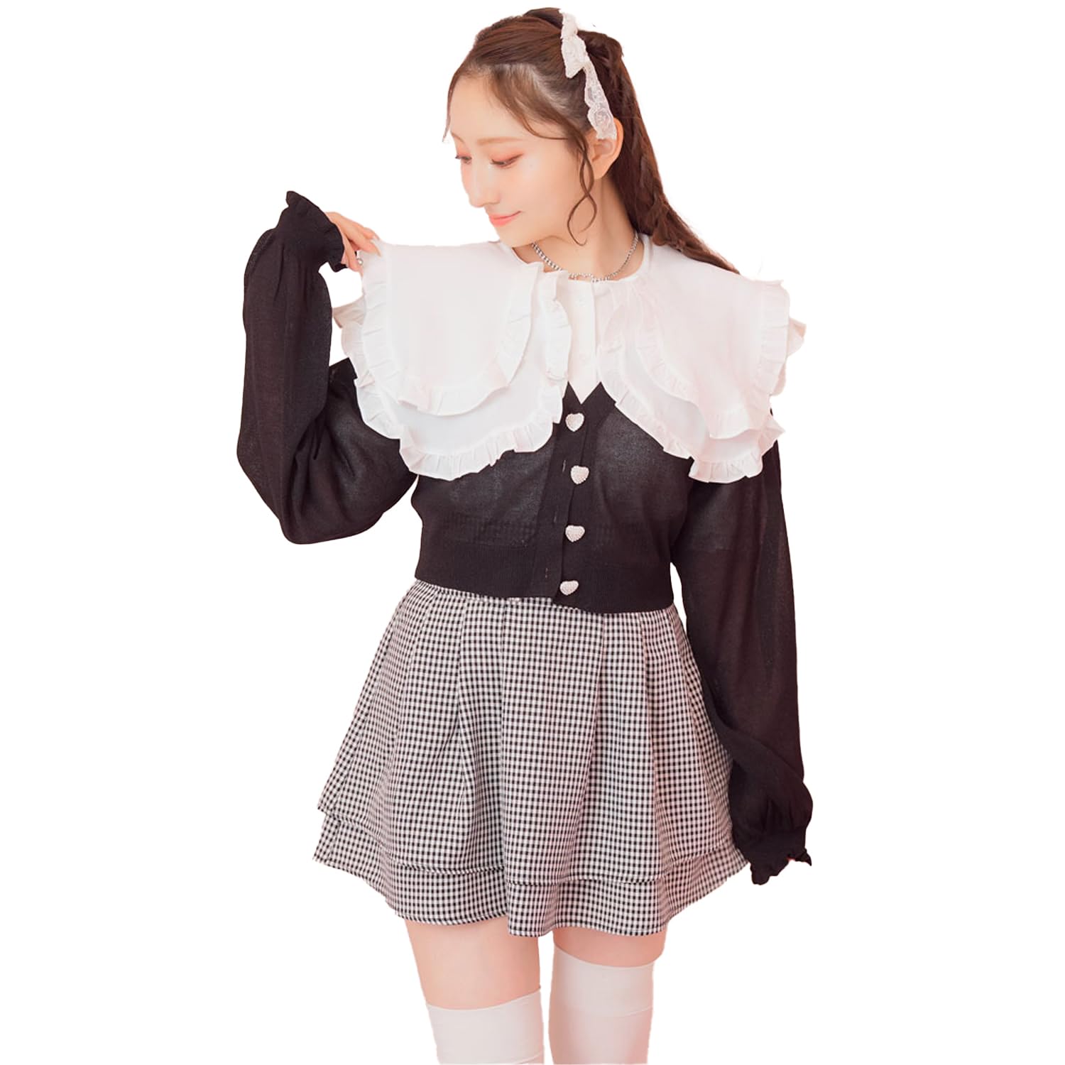 

Yumetembo Women s Lame Sheer Cropped Cardigan, Black, 534587, Mass-Produced Style