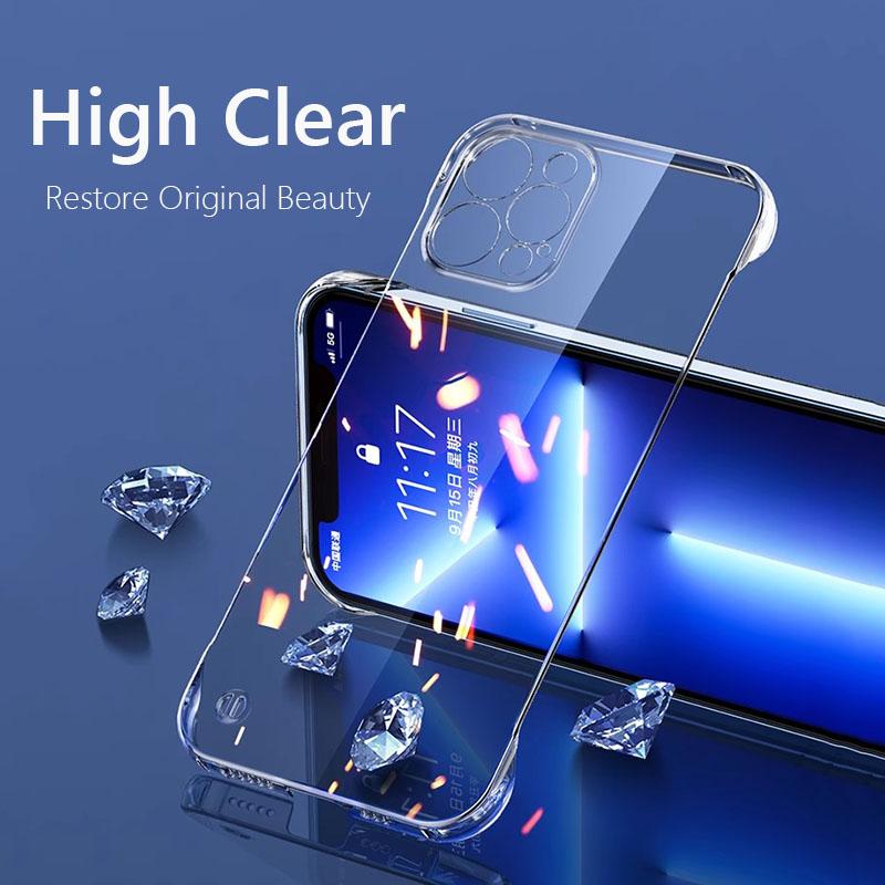 Frameless Clear Hard Back Cover Case For For Iphone 15 Pro 14 13 12 11 Pro Max Mini X XS Max XR SE  7 8 Plus Coque Phone Cases