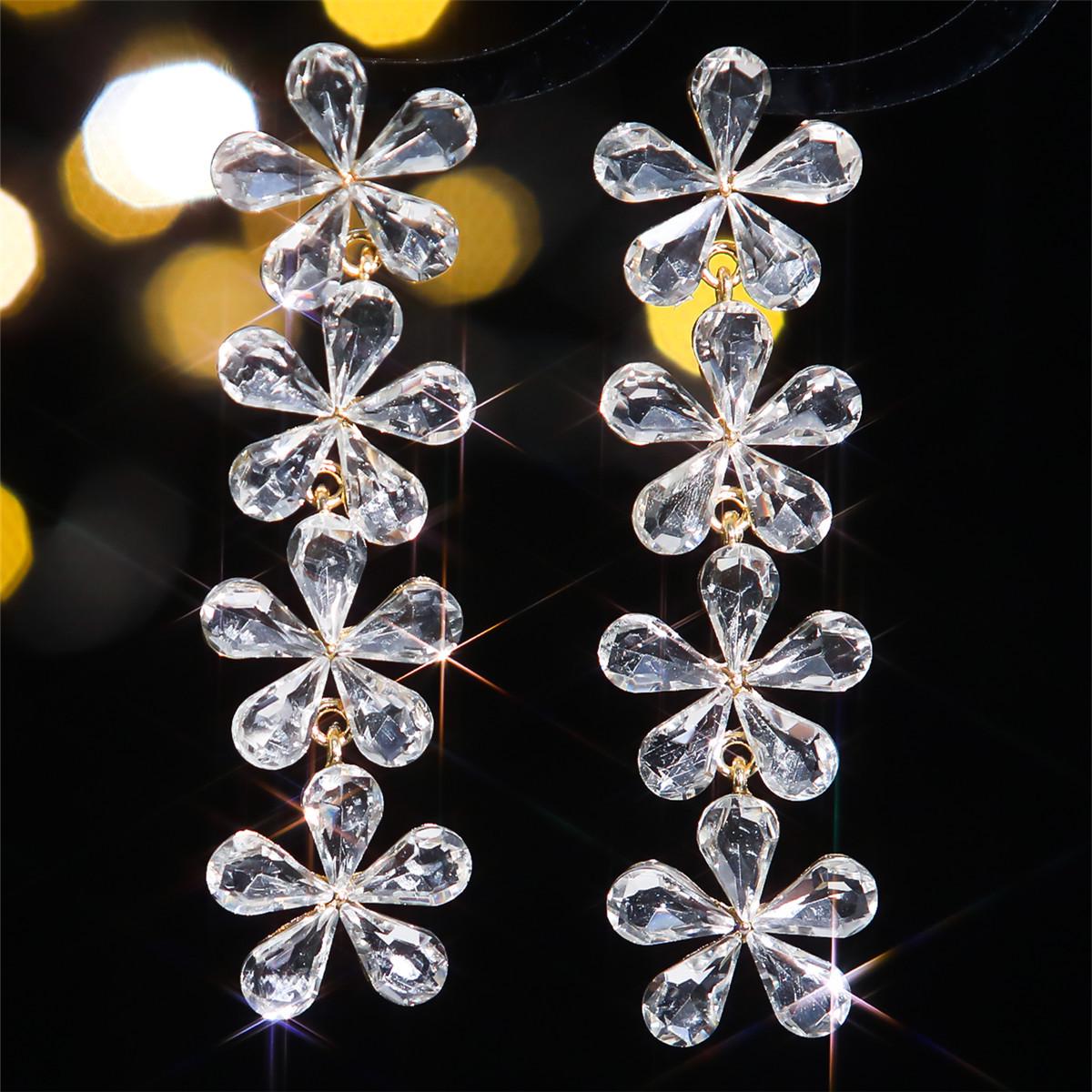 

Красочные серьги-цветы со стразами - Женские серьги-пусеты с кристаллами