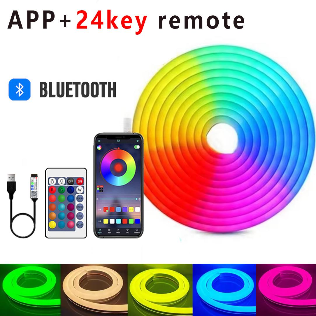

5 В USB RGB неоновая светодиодная лента водонепроницаемая светодиодная неоновая лента синхронизация музыки с приложением Bluetooth дистанционное управление для домашнего декора освещение 1m