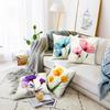 Flower Decorative Throw Pillow Covers 18x18 Inch Watercolor Floral Farmhouse Cushion Cover 4 Pcs Pink Yellow Purple Blue Tulip Pillow Case for Couch