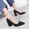 Black Formal Coarse Follow-up Shoes 2026 New Style Temperament High Heels Versatile Professional Pointed Work Women's Shoes