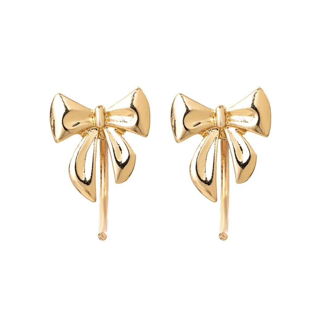1 pair of elegant and fashionable alloy bow ear hooks, simple and versatile women's earrings