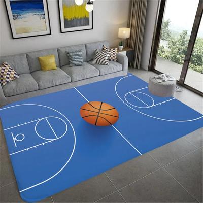 Alfombra de Cancha de Baloncesto Alfombra de Área de Baloncesto para Dormitorio Mesita de Noche Sala de Estar Mesa de Sofá Temática Deportiva Felpudo Juegos de Pelota Felpudo