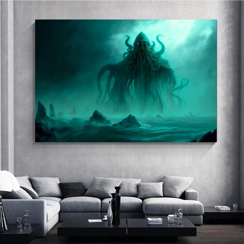 Cthulhu Mythos Abstract Outer God Prints Poster Canvas Painting Modern Wall Art Pictures for Living Room Bedroom Home Decoration
