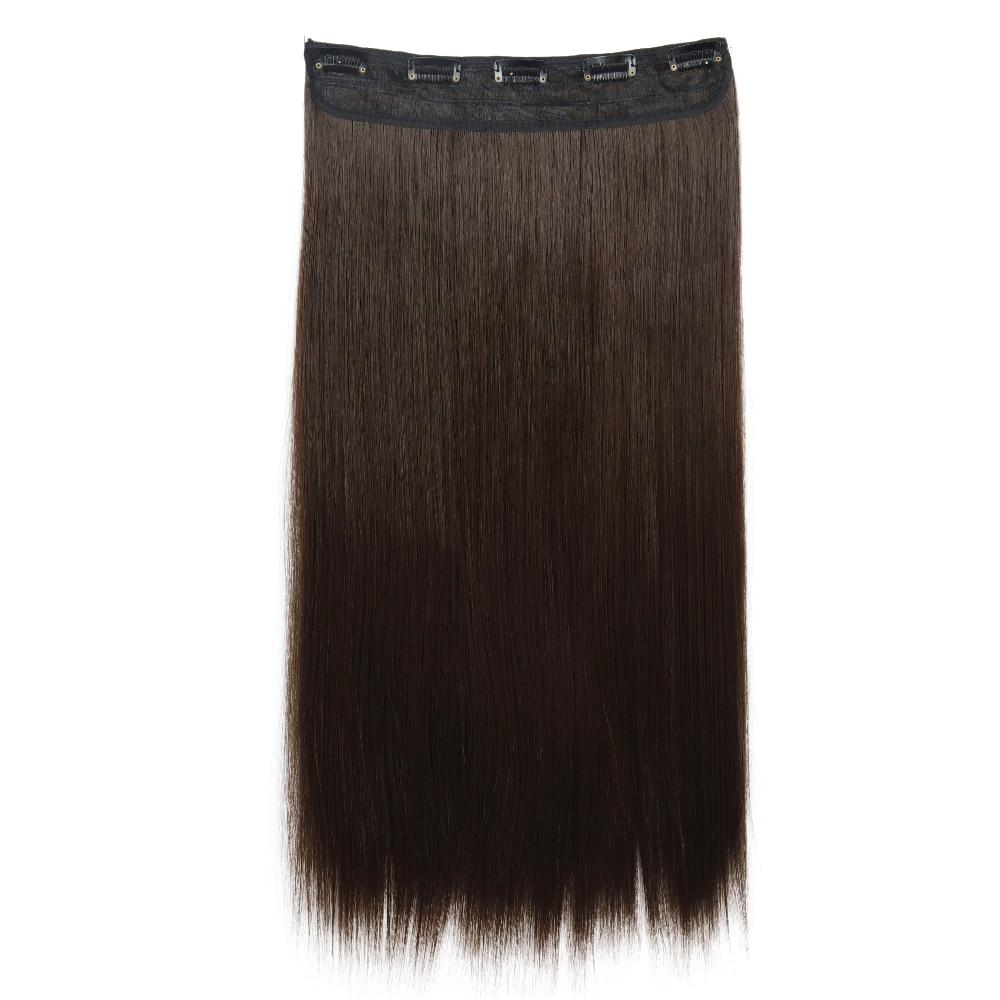 MERISIHAIR 5 Clips In Hair Extension Synthetic Long Straight Hairpiece Haistyle High Temperature Fibert Golden Brown Black