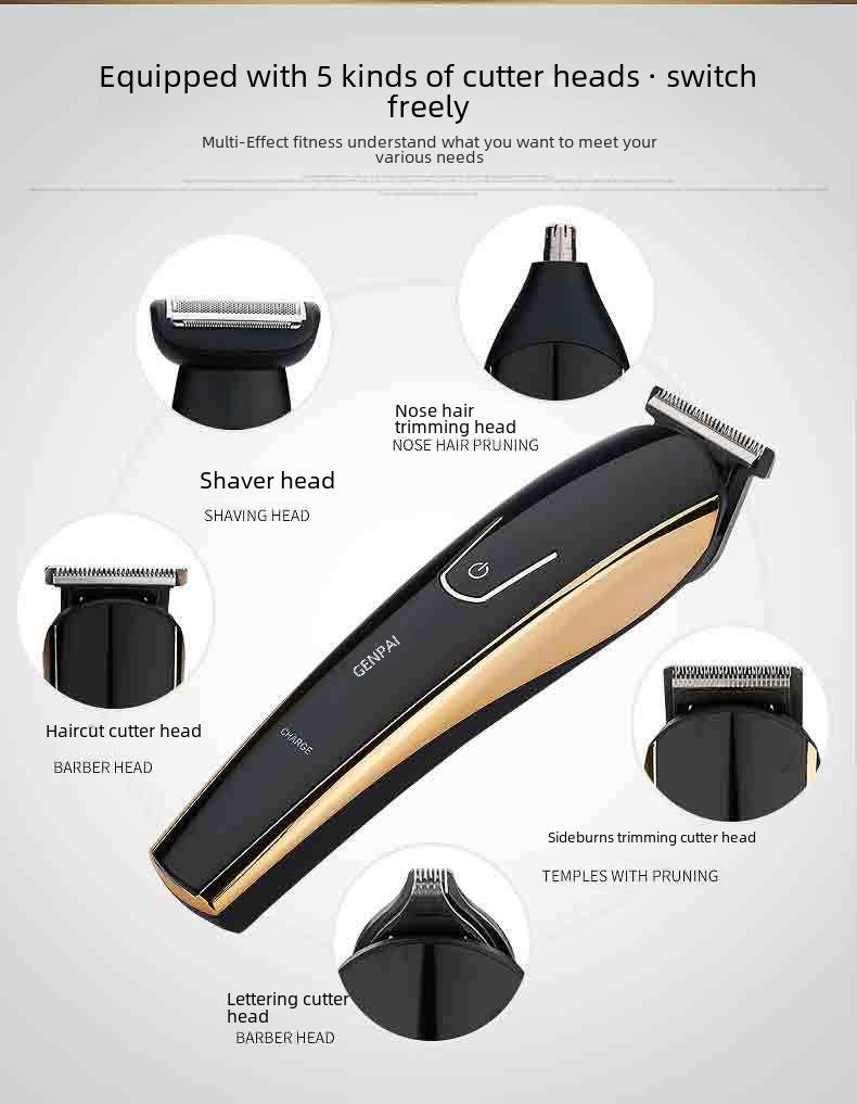 Uzlādējams daudzfunkcionāls matu griešanas mašīnīšu komplekts - 5-in-1 elektriskais kopšanas komplekts