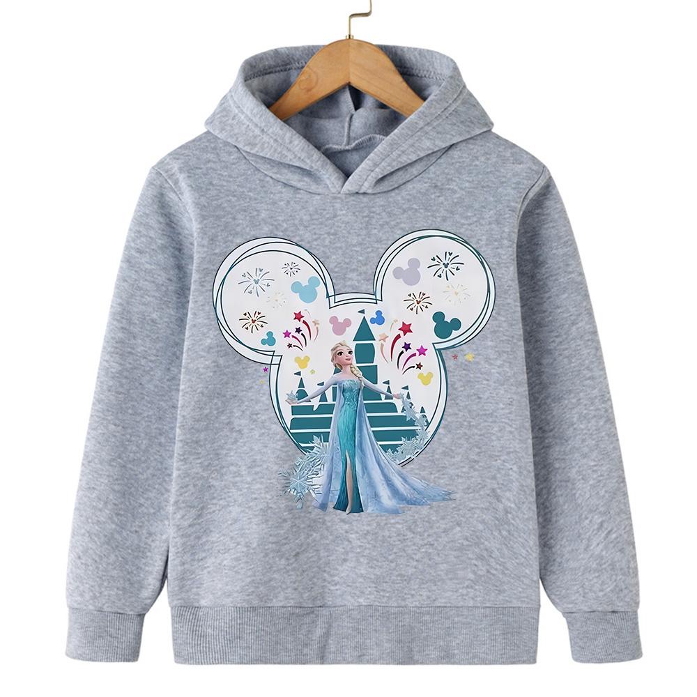 Disney Prinzessin Elsa Bedruckte Kinderpullover für Jungen Mädchen Herbst Winter Lässige Pullover Hoodies