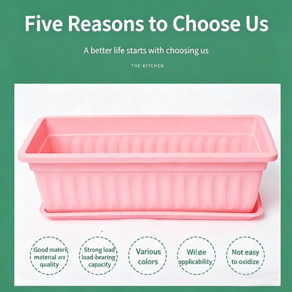 Plastic Rectangular Flower Pot With Tray Vegetable Planting Container Quality Plant Pot  Home