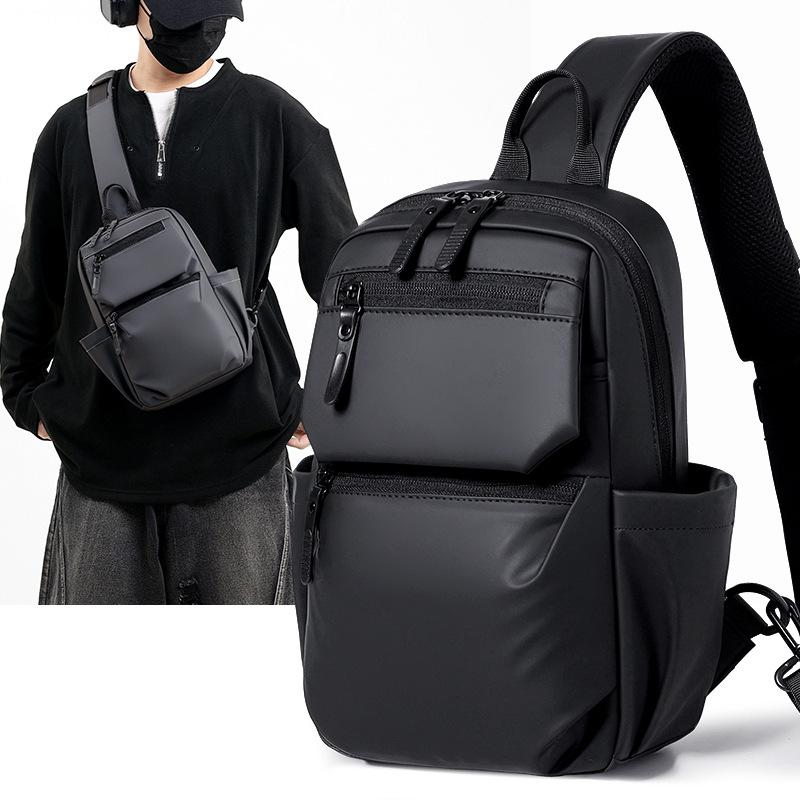 Men's Large Capacity Chest Bag Lightweight Waterproof Outdoor Sports Bag Multi-Power Crossbody Bag