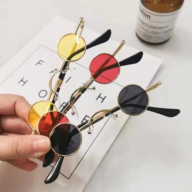 Óculos de Sol Redondos Pequenos Clássicos Óculos de Sol Masculinos Vintage Rock Punk Metal Preto Steampunk Óculos de Sol Femininos Mini Óculos de Sol Hip Hop