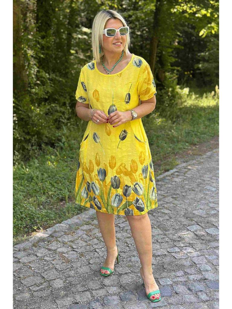Abito Estivo Casual Largo con Stampa Floreale e Girocollo 2025