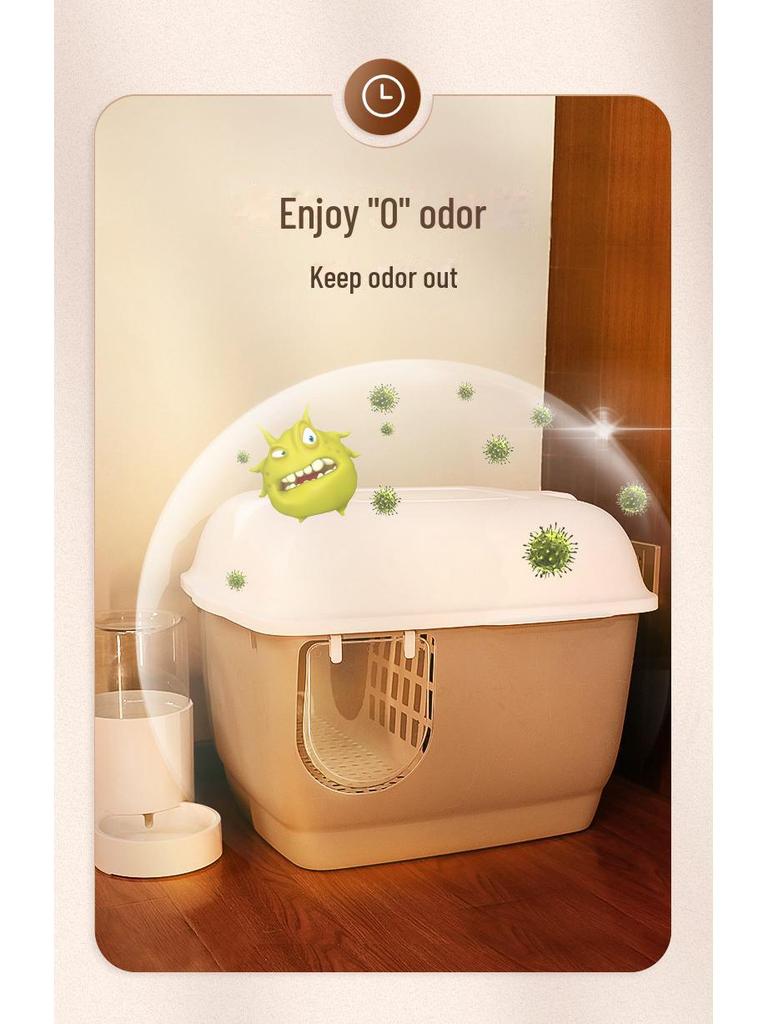 Vollständig geschlossene Katzentoilette im Korridor-Stil: Großer, langer Kanal, sandabweisend, geruchsdicht für Kätzchen und große Katzen