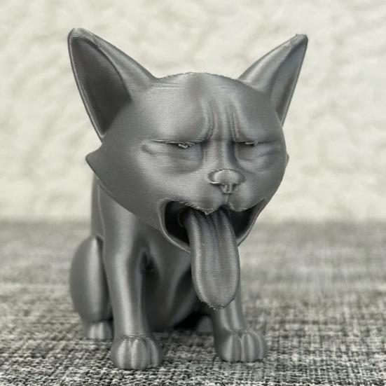 3D Printed Vomit Cat Figurine Plastic Kitten Statue Animal Sculpture
