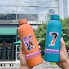 500ML KPop Demon Hunters Sport Leak Proof Stainless Steel Insulated Mug Water Cup Letter Number Cartoon Print Birthday Gifts