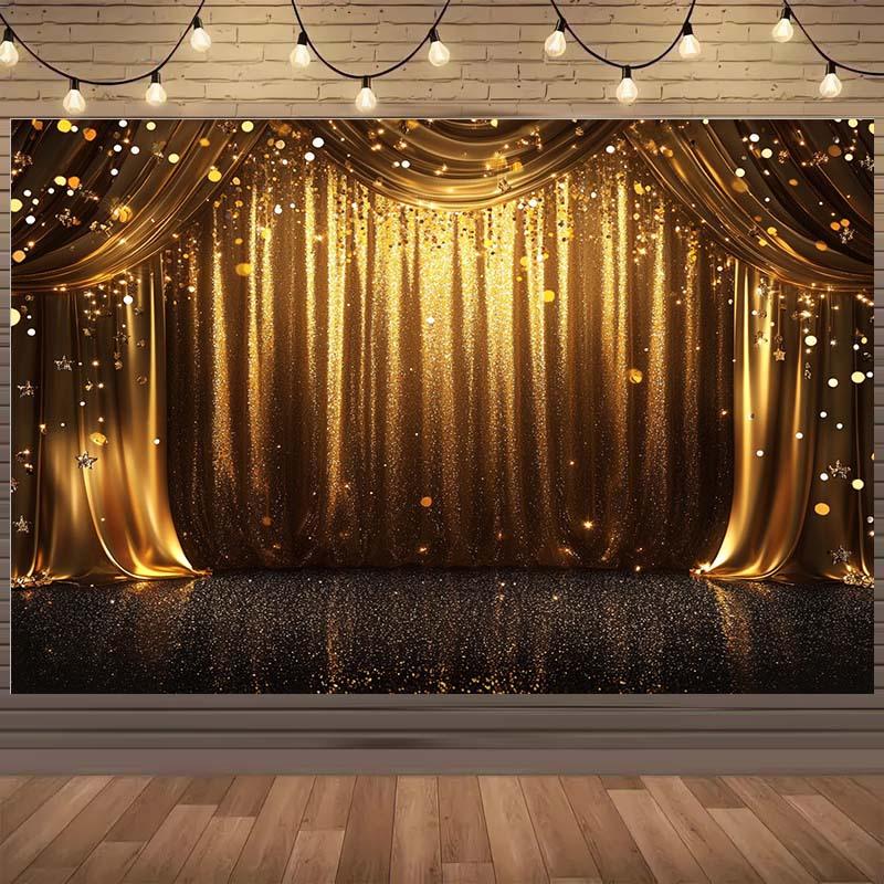 1 2D Banner Shiny Golden Glittery Particles - Suitable for Weddings Festivals Parties and Available In Multiple Sizes